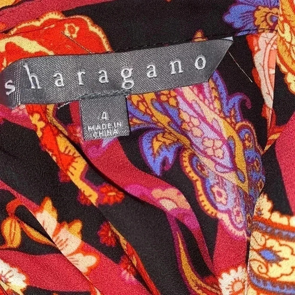 Sharagano Multicolor Paisley Print Tie Waist Dress Size 4 - Picture 6 of 7